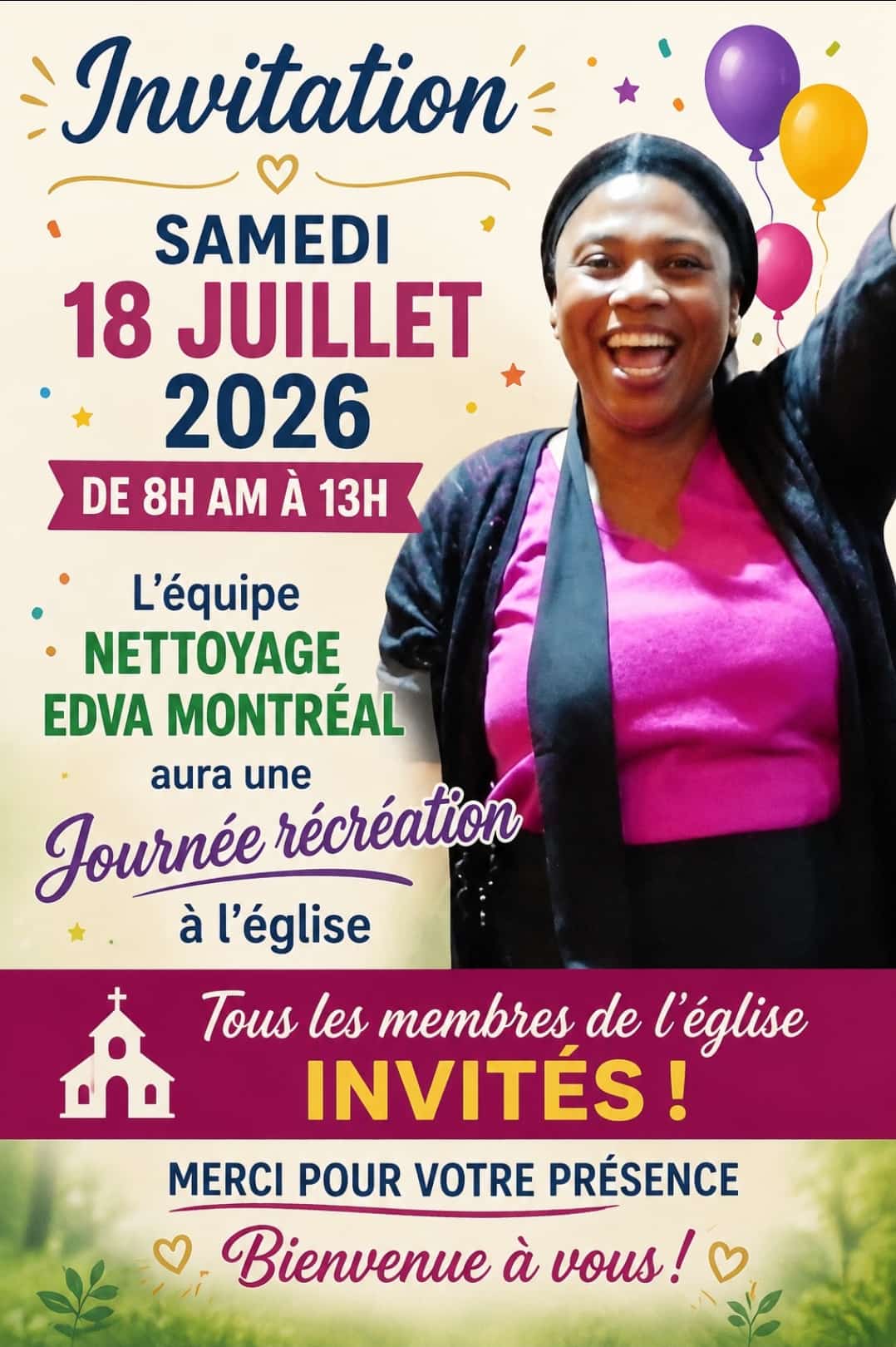 Invitation à la journée récréative de l’équipe de nettoyage EDVA